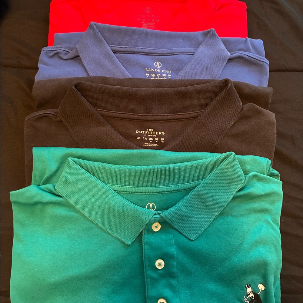 Lands' End Men's Polo Shirt Collection - Red, Blue, Black, Green